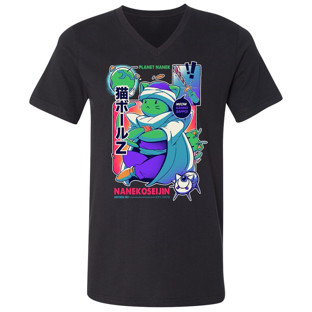 Unisex V-Neck T-Shirt - EX1VDTJV - Black - 1