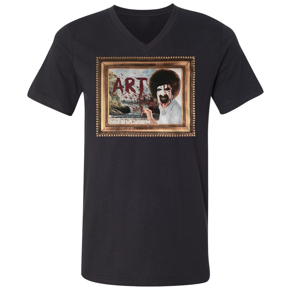 Unisex V-Neck T-Shirt - BWV4E9M1 - Black - 1