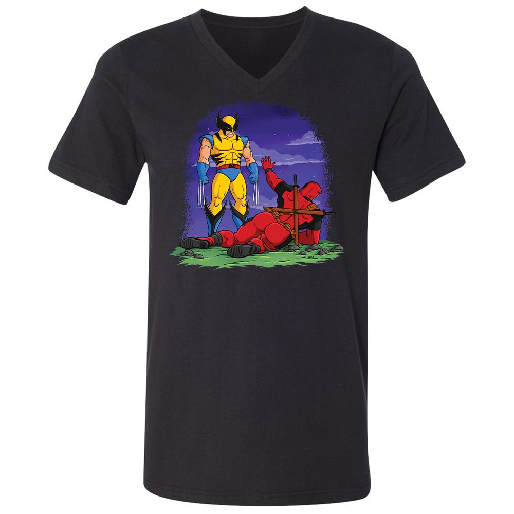 Unisex V-Neck T-Shirt - FG8WXZWB - Black - 1