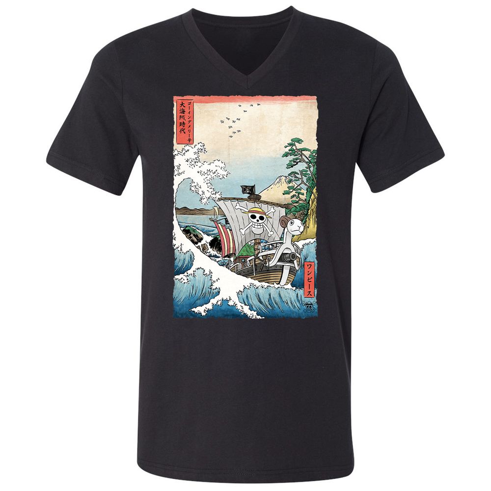 Unisex V-Neck T-Shirt - Q9USZXED - Black - 1