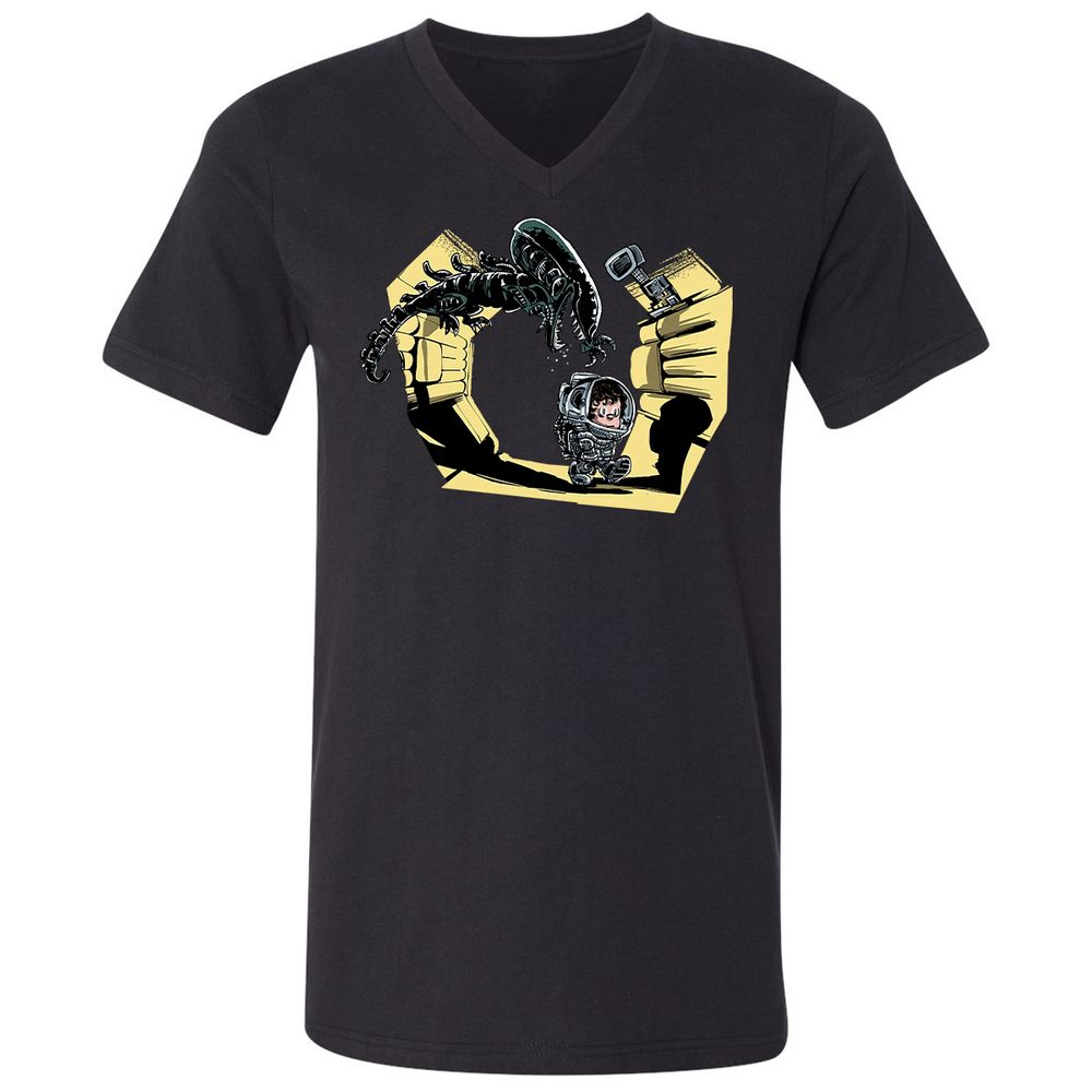 Unisex V-Neck T-Shirt - DRGMET7F - Black - 1