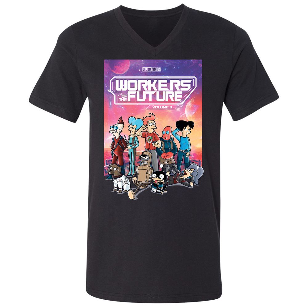 Unisex V-Neck T-Shirt - RUT7Q3LP - Black - 1