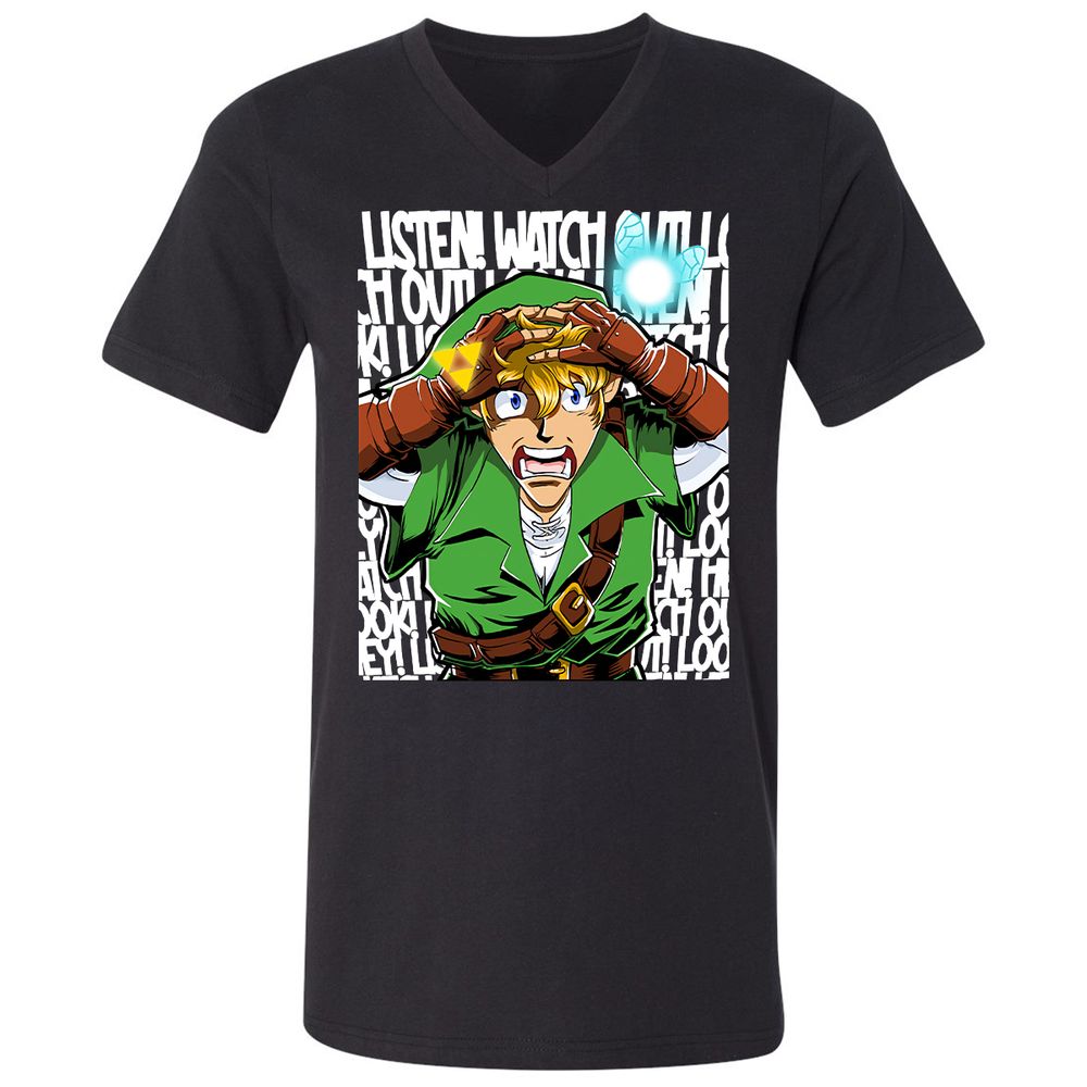 Unisex V-Neck T-Shirt - EY6E5ZQP - Black - 1