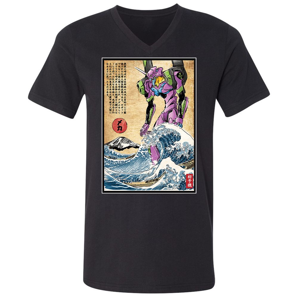 Unisex V-Neck T-Shirt - F3X4EJYL - Black - 1