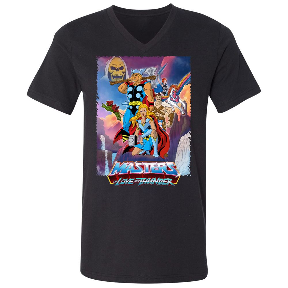 Unisex V-Neck T-Shirt - XEB6EWRZ - Black - 1