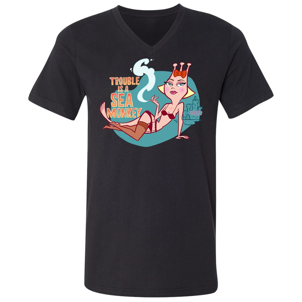 Unisex V-Neck T-Shirt - ZTNHL4H8 - Black - 1