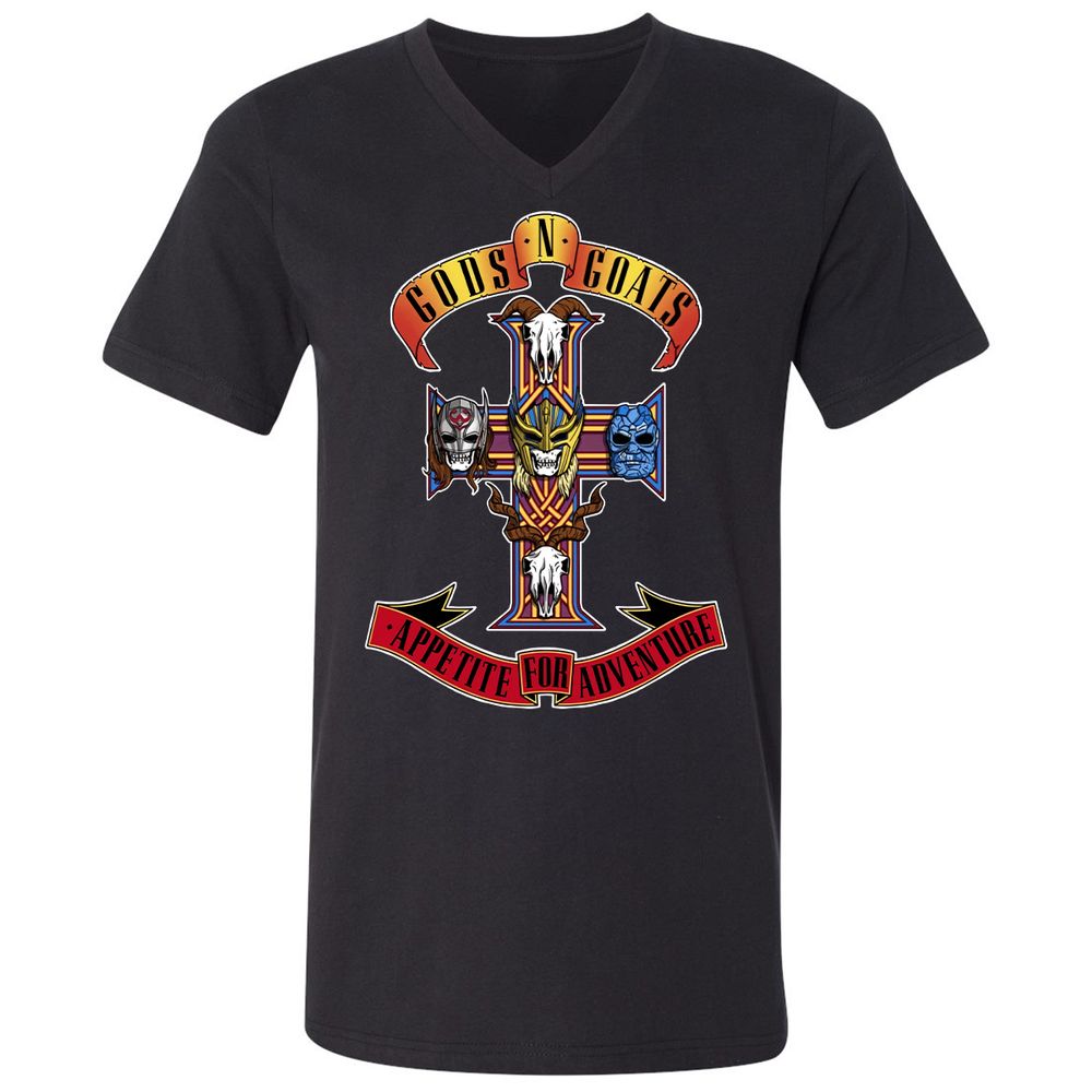 Unisex V-Neck T-Shirt - 87NKQUMR - Black - 1