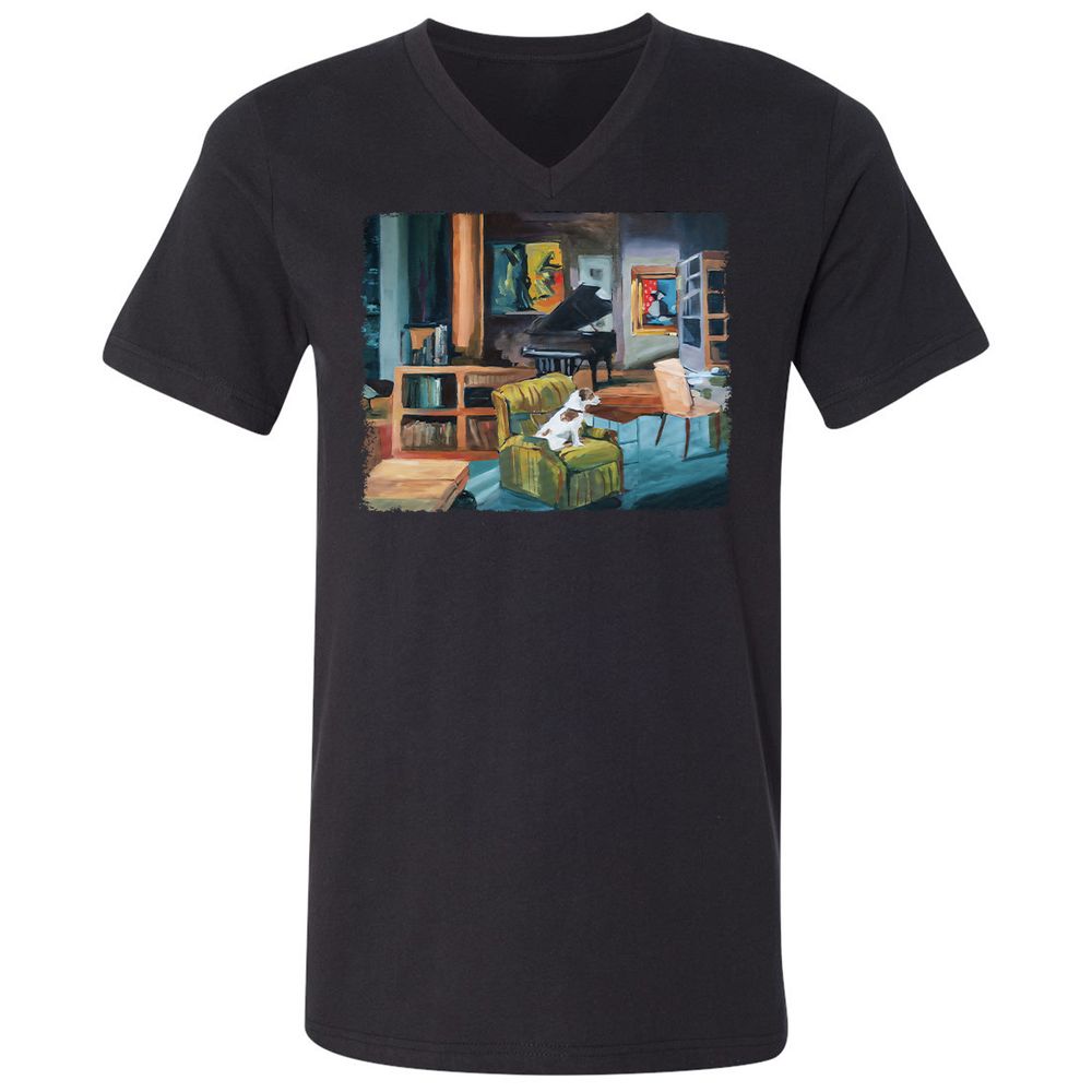 Unisex V-Neck T-Shirt - 4ZWWBKKG - Black - 1