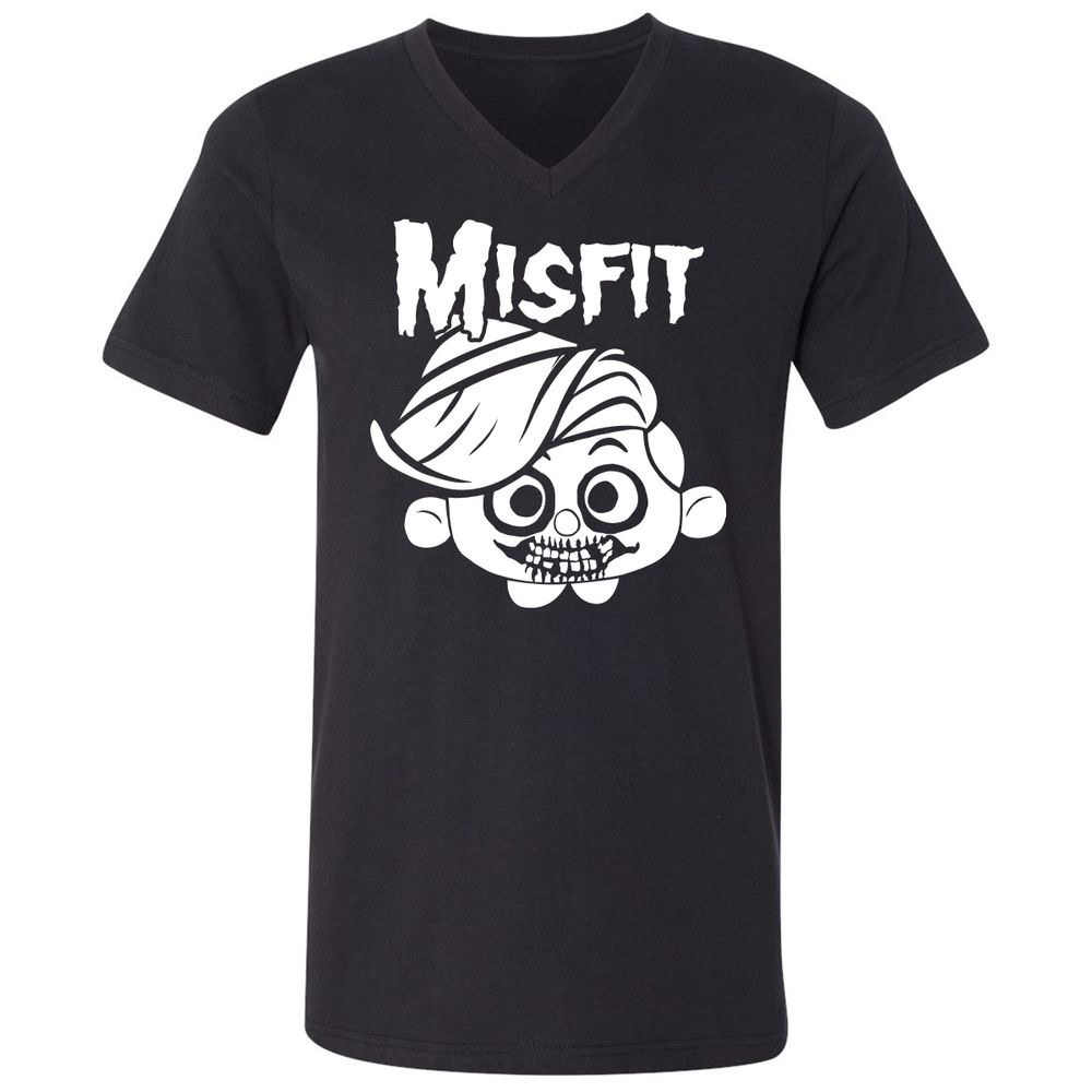 Unisex V-Neck T-Shirt - C7N4TVS4 - Black - 1