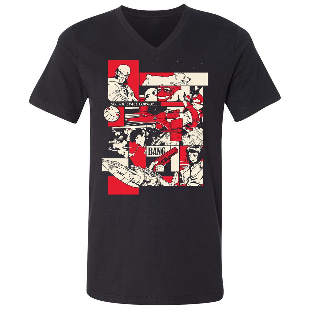 Unisex V-Neck T-Shirt - YDNZ35LC - Black - 1