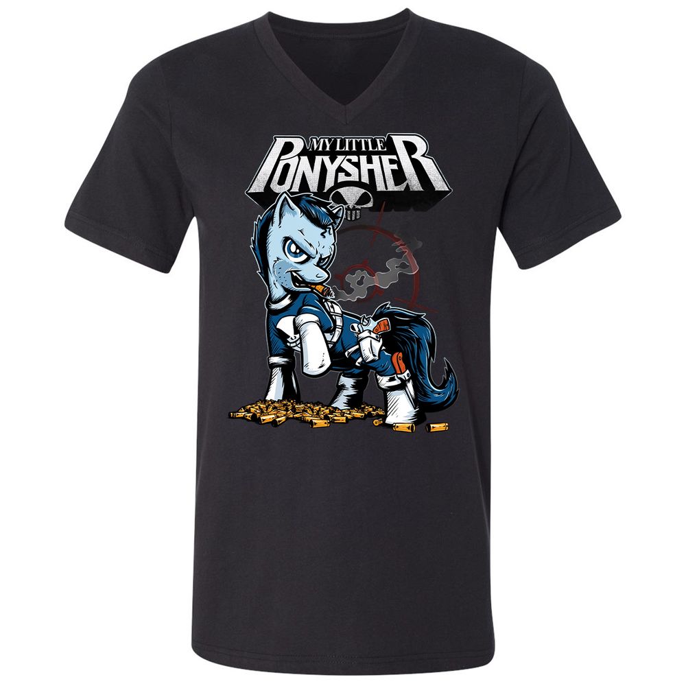 Unisex V-Neck T-Shirt - C67L1ZFV - Black - 1