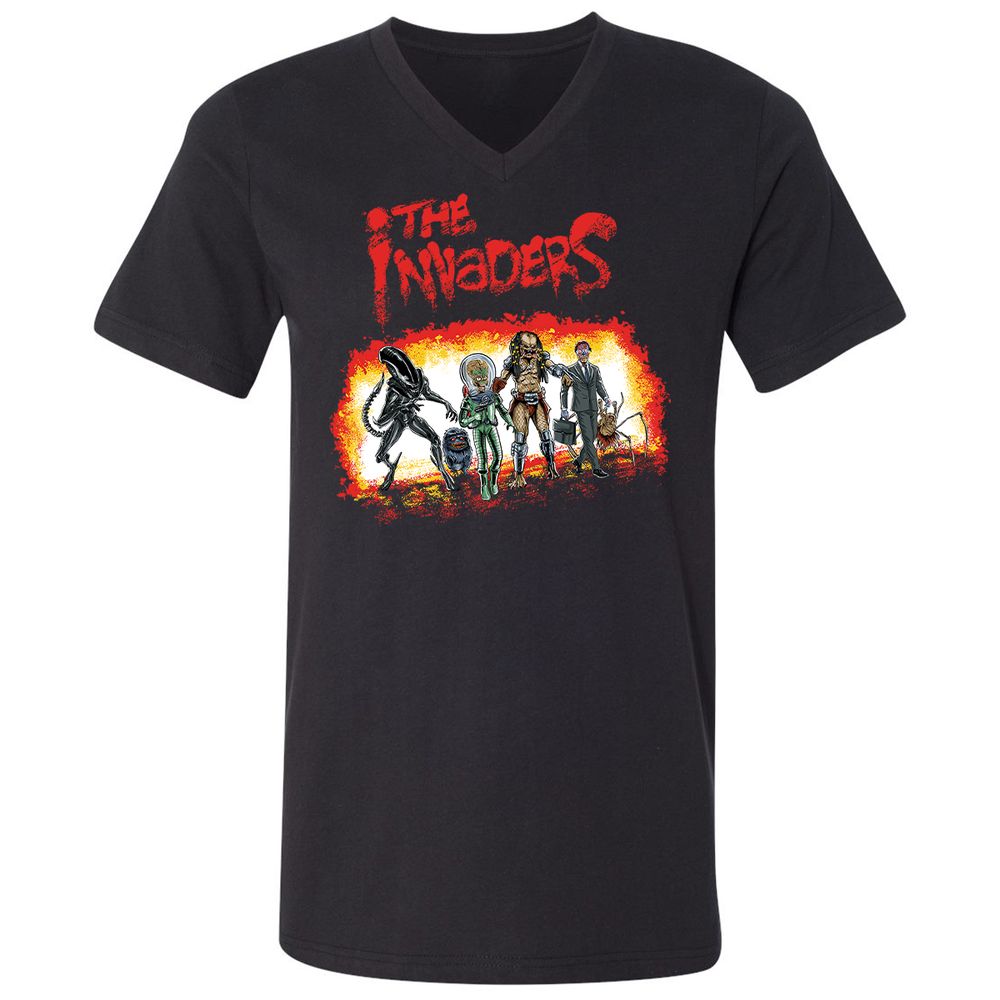 Unisex V-Neck T-Shirt - Y2T8TR4X - Black - 1
