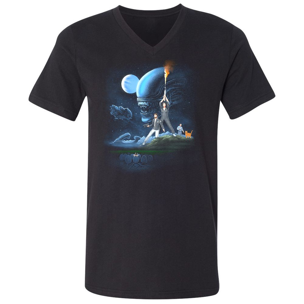 Unisex V-Neck T-Shirt - DJBBM2E9 - Black - 1