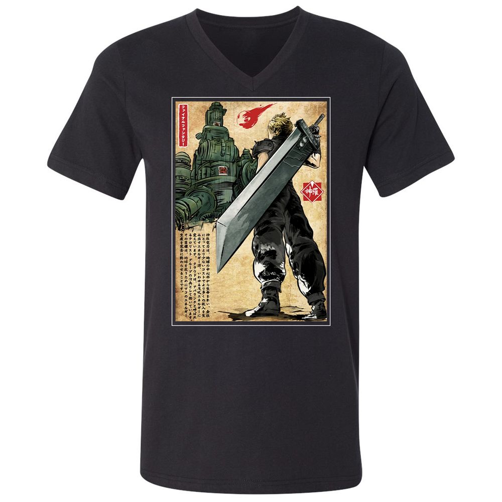 Unisex V-Neck T-Shirt - JKP136ZV - Black - 1