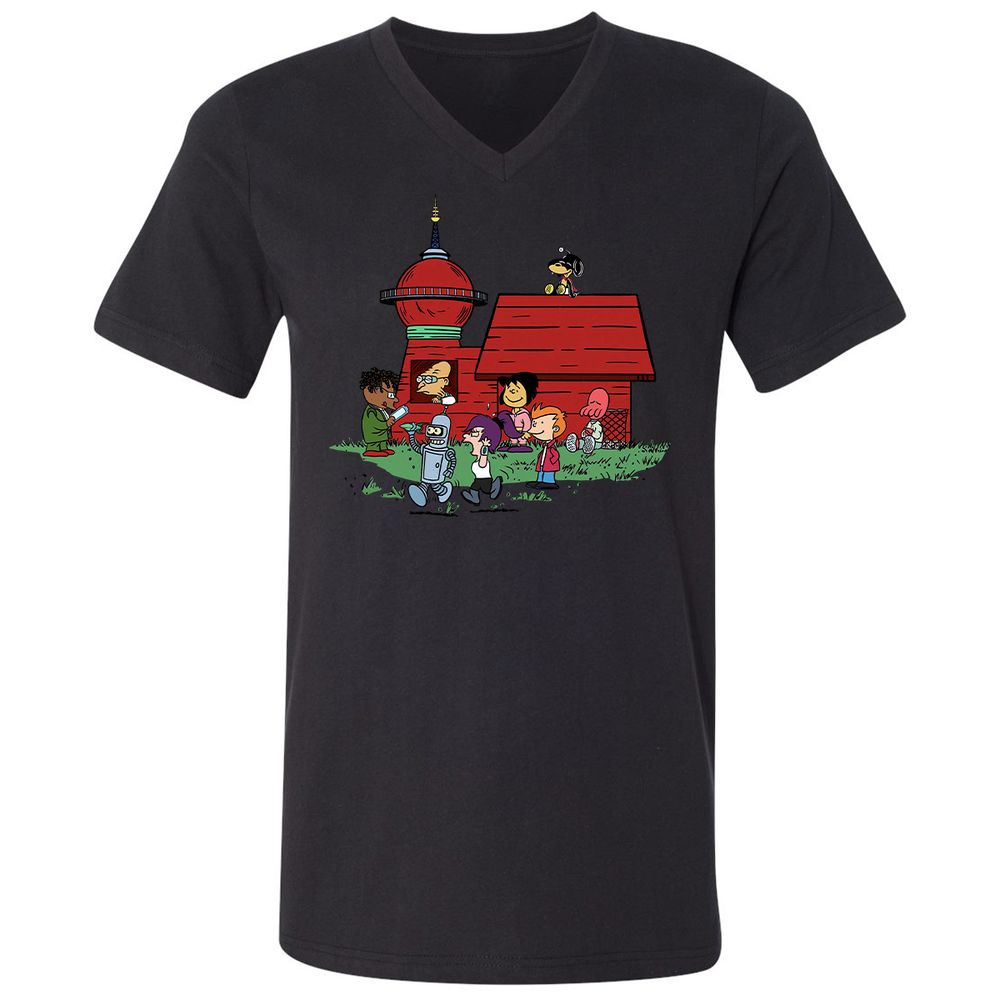 Unisex V-Neck T-Shirt - LR7TVRAB - Black - 1