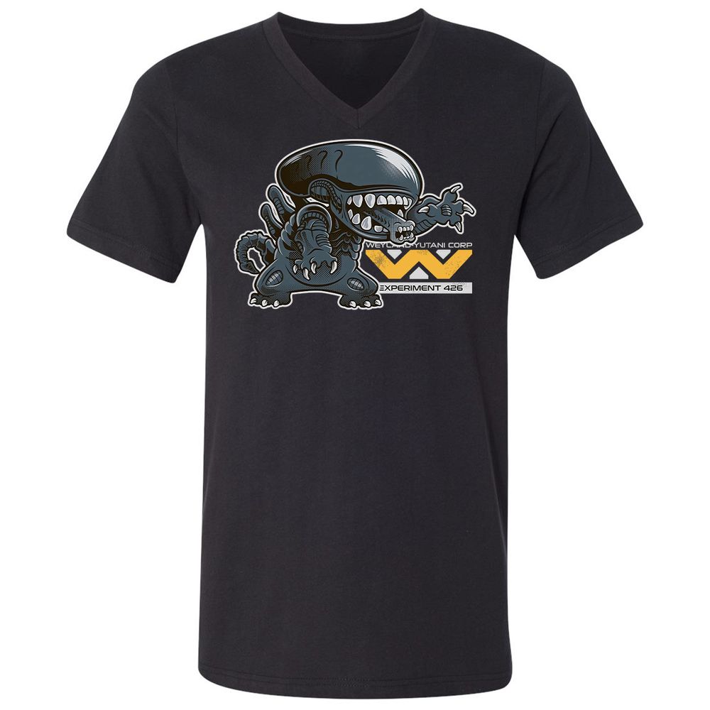 Unisex V-Neck T-Shirt - B9WFPEJF - Black - 1
