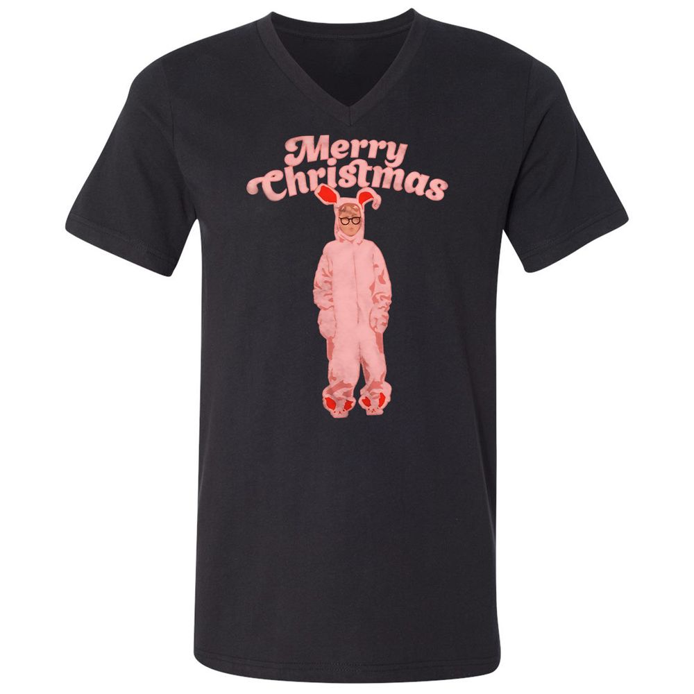 Unisex V-Neck T-Shirt - 14T8G5UM - Black - 1