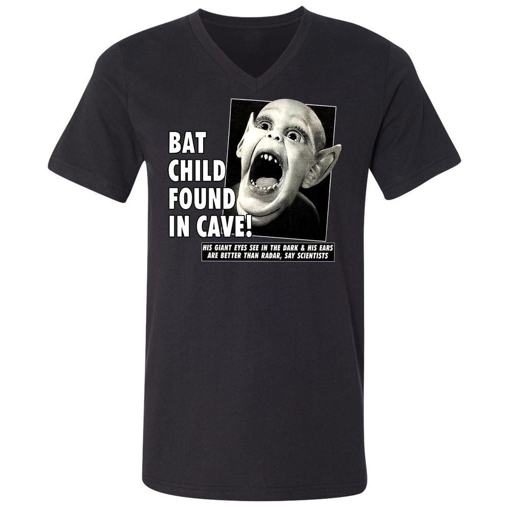 Unisex V-Neck T-Shirt - UX4LJ6QZ - Black - 1