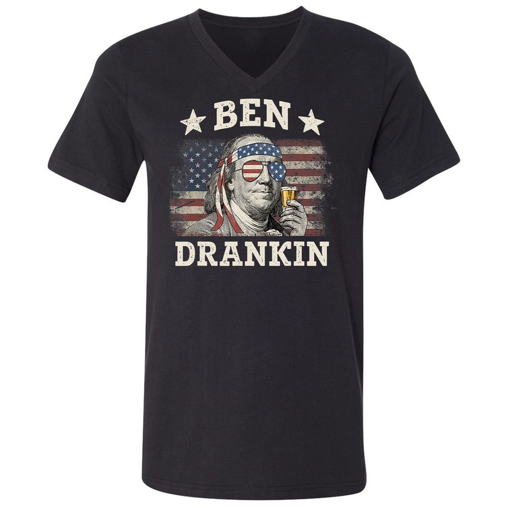 Unisex V-Neck T-Shirt - 915PASXD - Black - 1