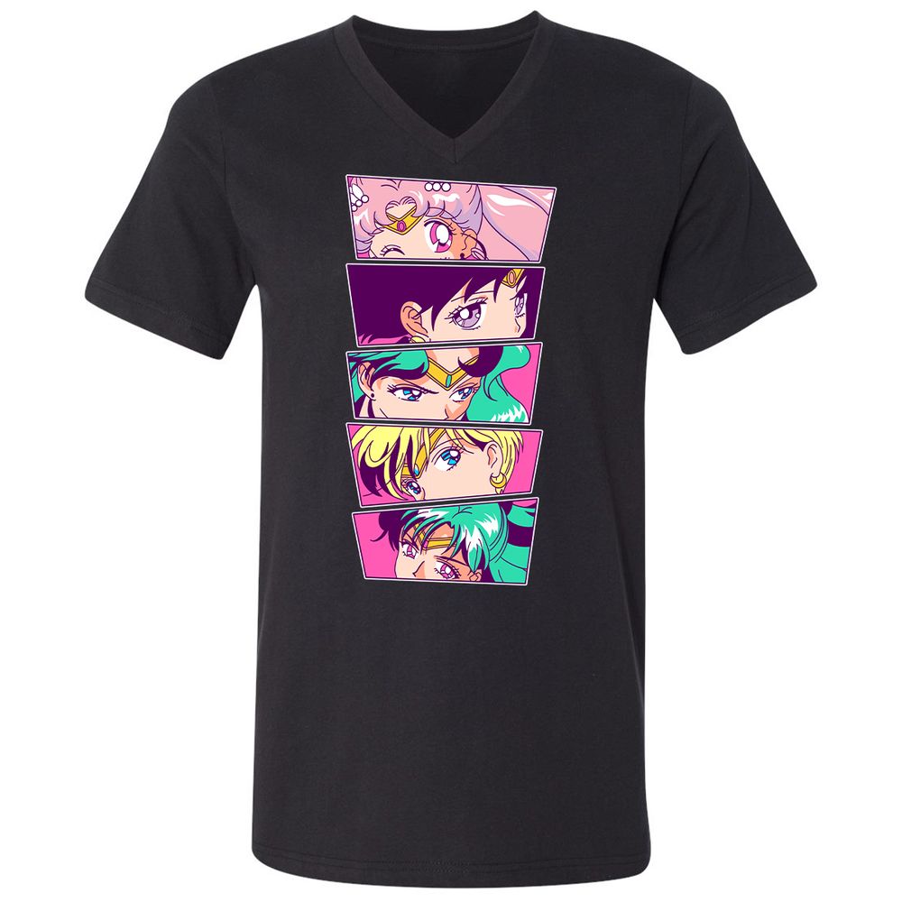 Unisex V-Neck T-Shirt - KVFL6QH8 - Black - 1