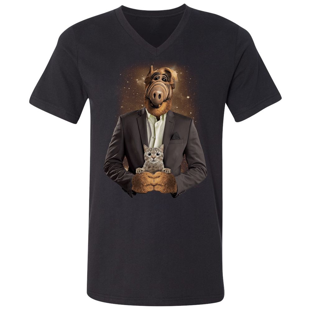 Unisex V-Neck T-Shirt - RHFGZGKW - Black - 1