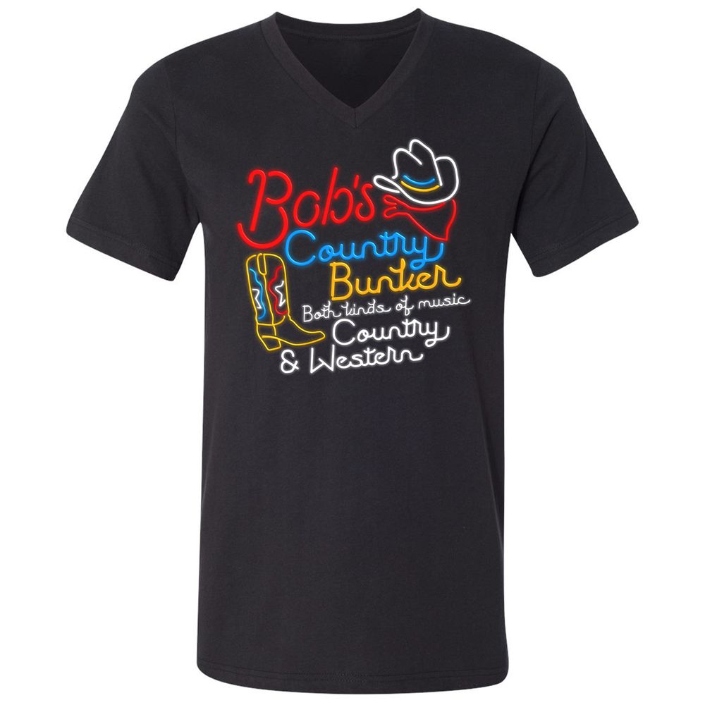 Unisex V-Neck T-Shirt - ZQ13HJLE - Black - 1