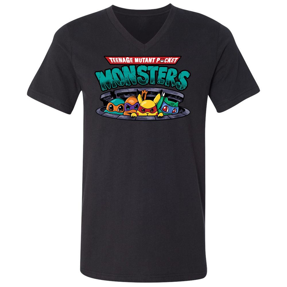 Unisex V-Neck T-Shirt - Q1WZVHMB - Black - 1