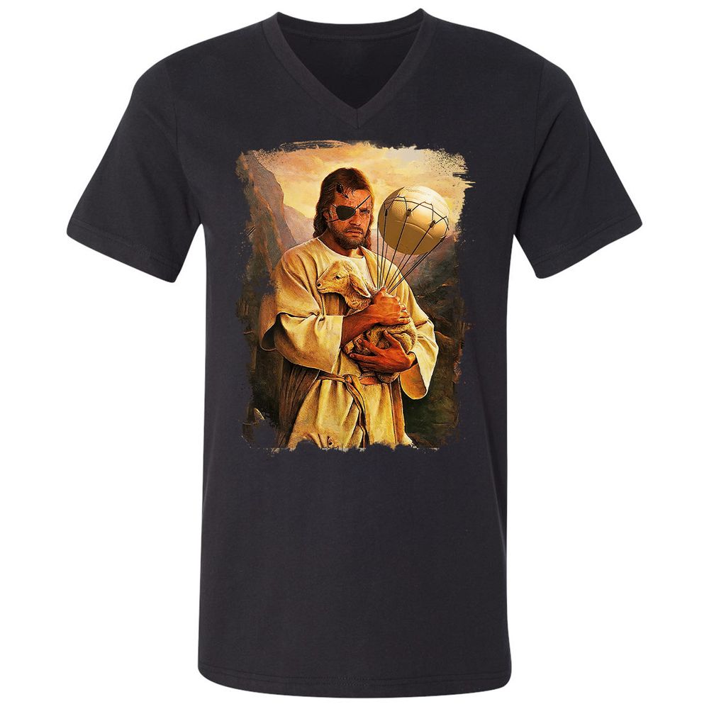 Unisex V-Neck T-Shirt - AM89FL92 - Black - 1
