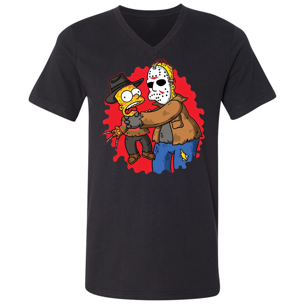 Unisex V-Neck T-Shirt - HCZ94N56 - Black - 1