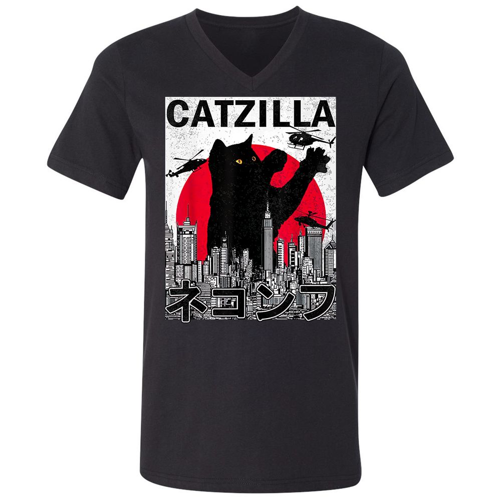 Unisex V-Neck T-Shirt - Q99Q2HJ6 - Black - 1