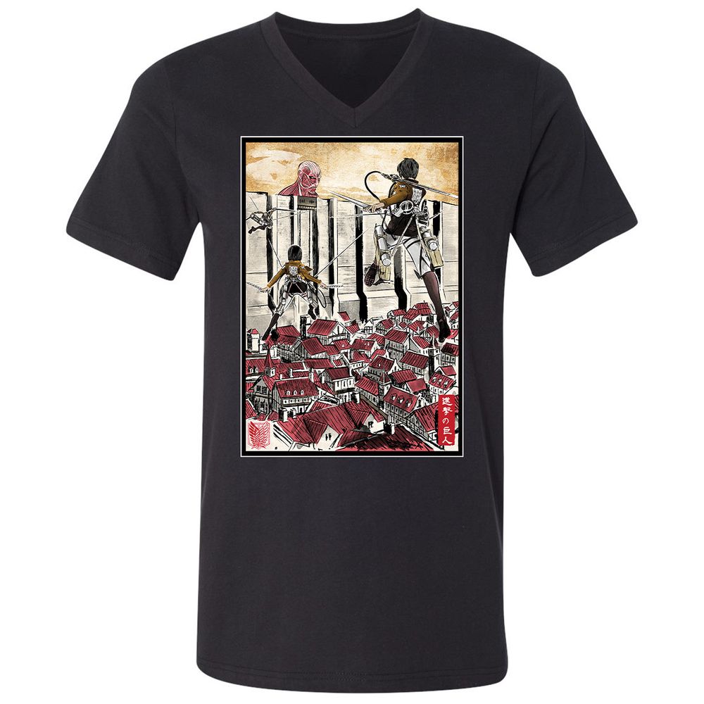 Unisex V-Neck T-Shirt - MYTWWEGZ - Black - 1