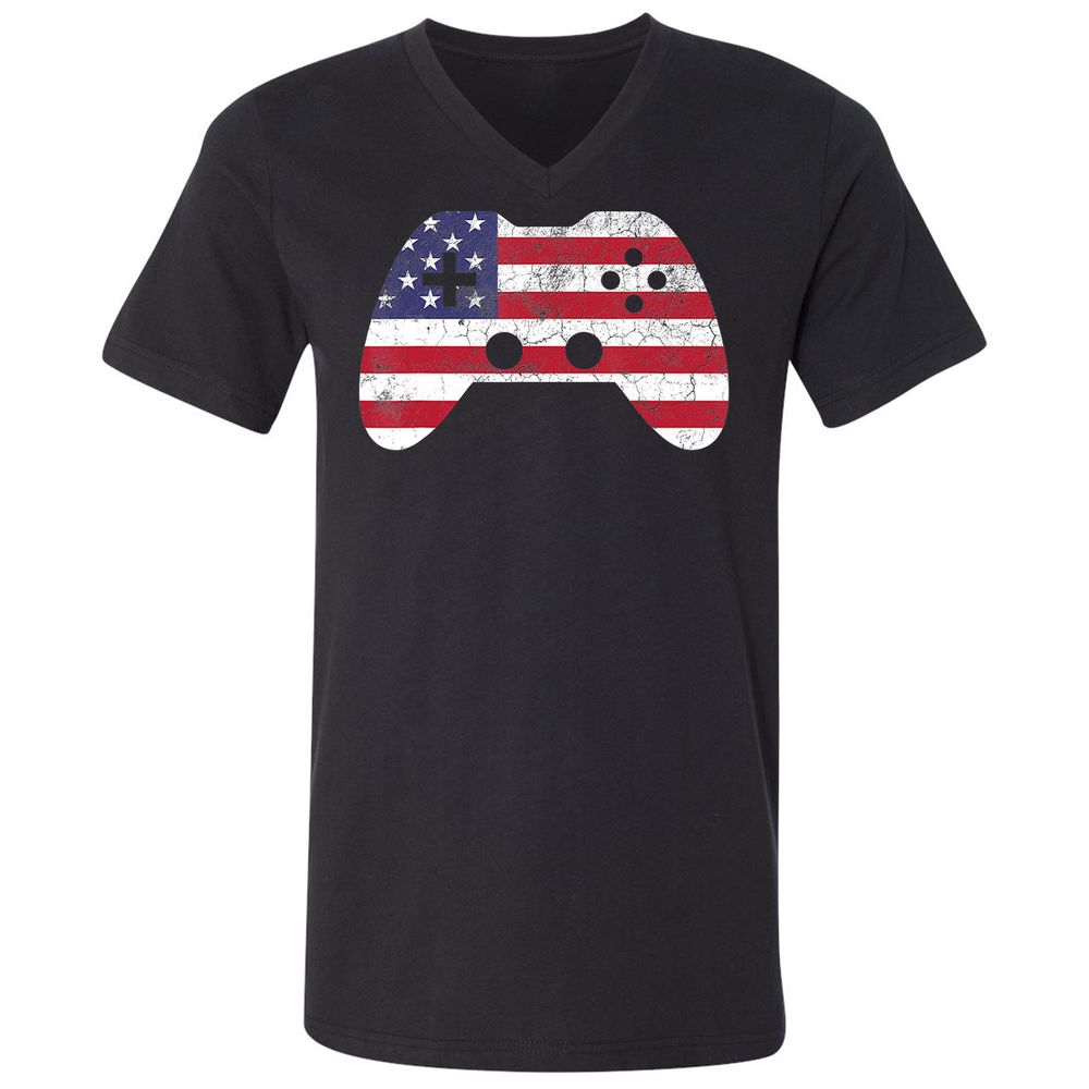 Unisex V-Neck T-Shirt - SKTKF55Q - Black - 1