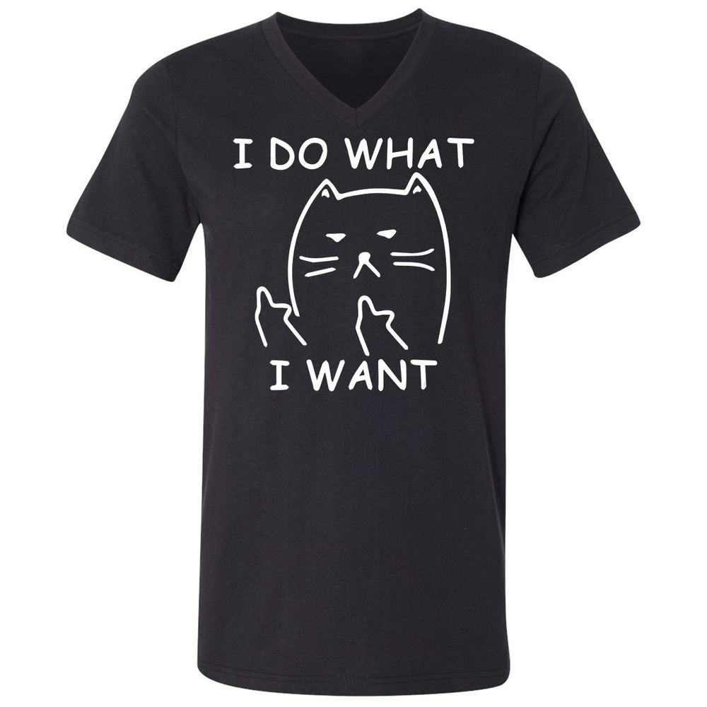 Unisex V-Neck T-Shirt - KYBC7HAG - Black - 1