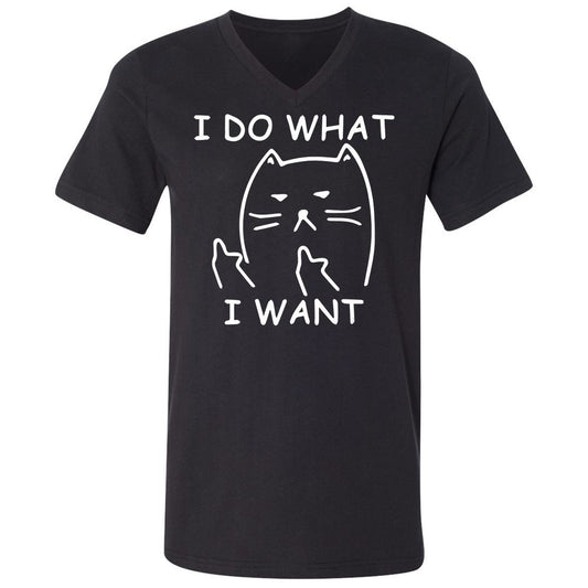 Unisex V-Neck T-Shirt - KYBC7HAG - Black - 1