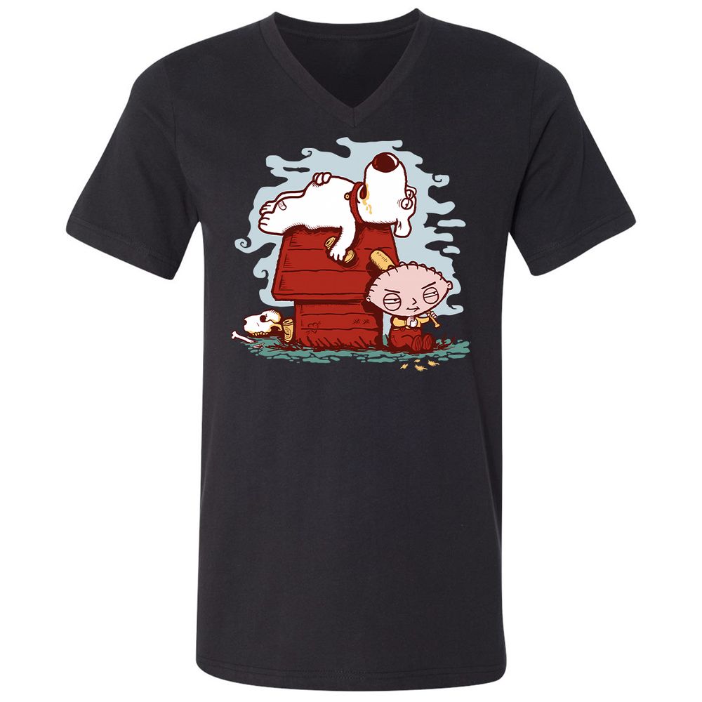 Unisex V-Neck T-Shirt - DE8JU9S1 - Black - 1