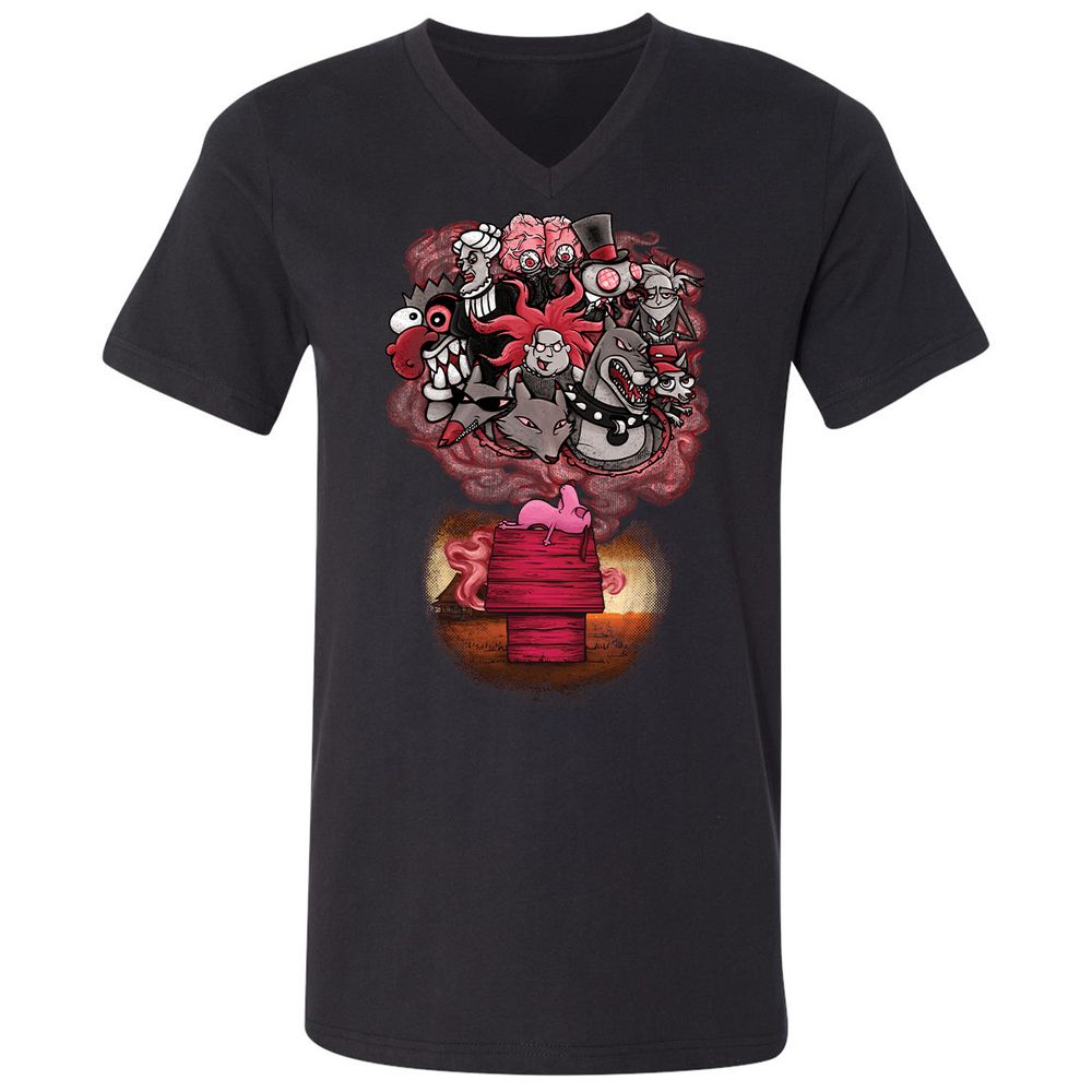 Unisex V-Neck T-Shirt - 7XVA3XHJ - Black - 1