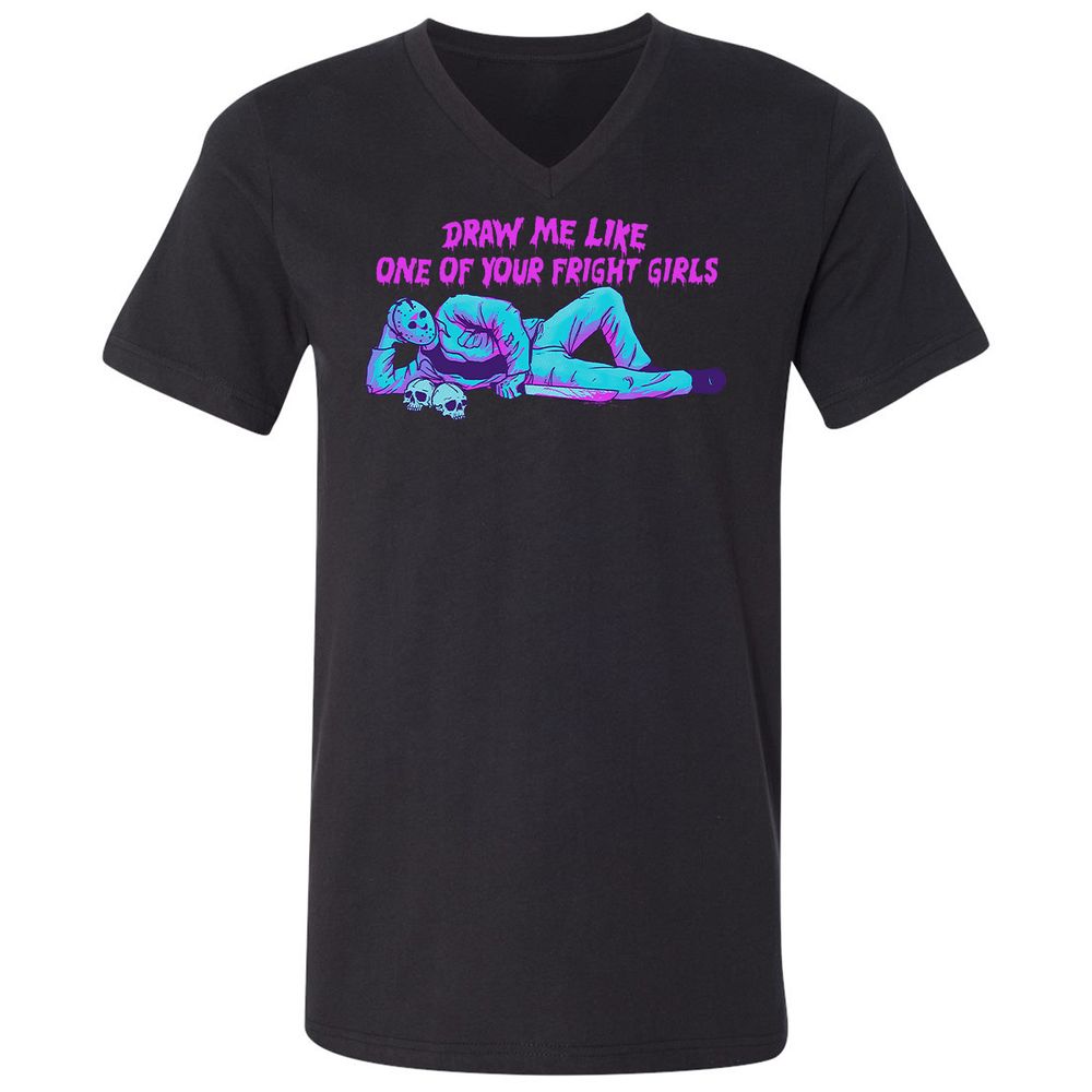 Unisex V-Neck T-Shirt - LEABE1LM - Black - 1