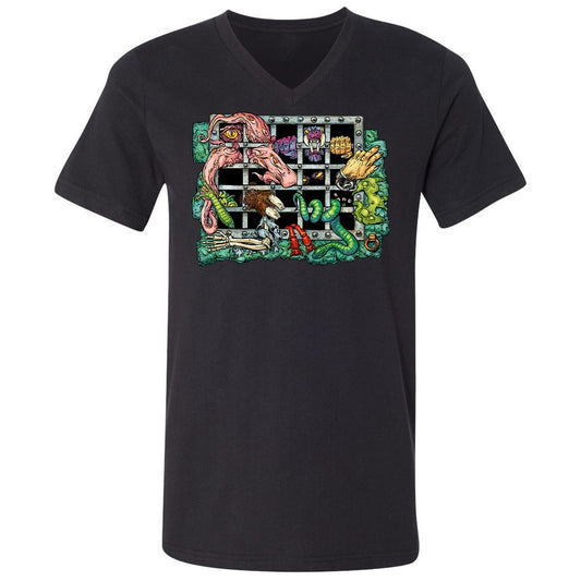 Unisex V-Neck T-Shirt - AGU3Q67Q - Black - 1