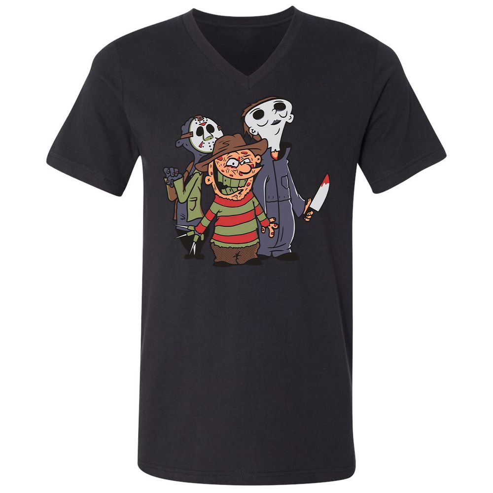 Unisex V-Neck T-Shirt - 66JE8PQM - Black - 1