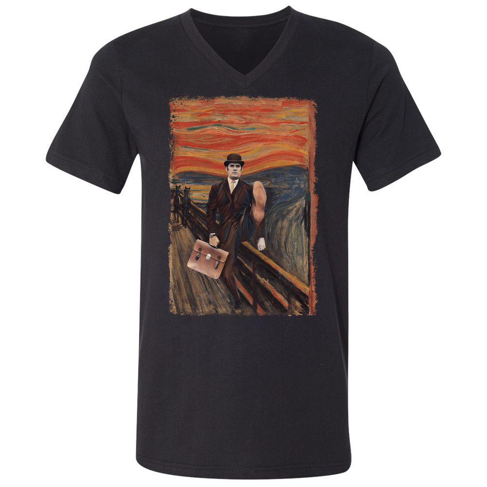 Unisex V-Neck T-Shirt - HGMBPL17 - Black - 1