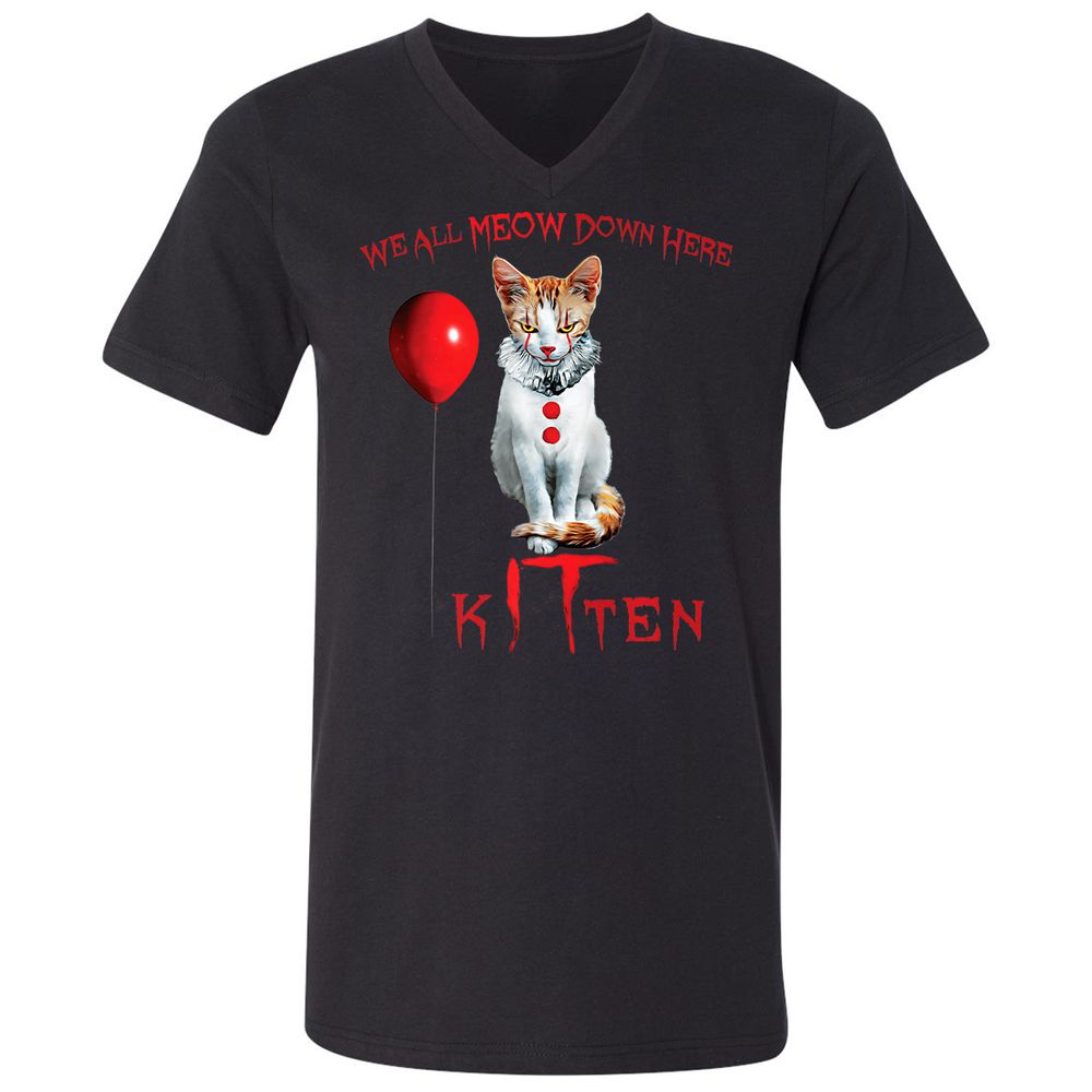 Unisex V-Neck T-Shirt - TNHZ7U8B - Black - 1