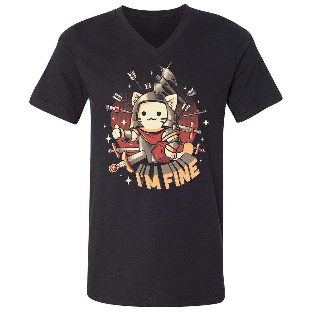 Unisex V-Neck T-Shirt - QXWVDEK6 - Black - 1