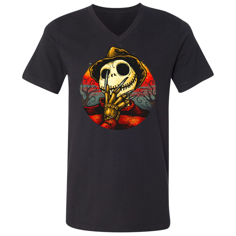 Unisex V-Neck T-Shirt - QETYJYF4 - Black - 1