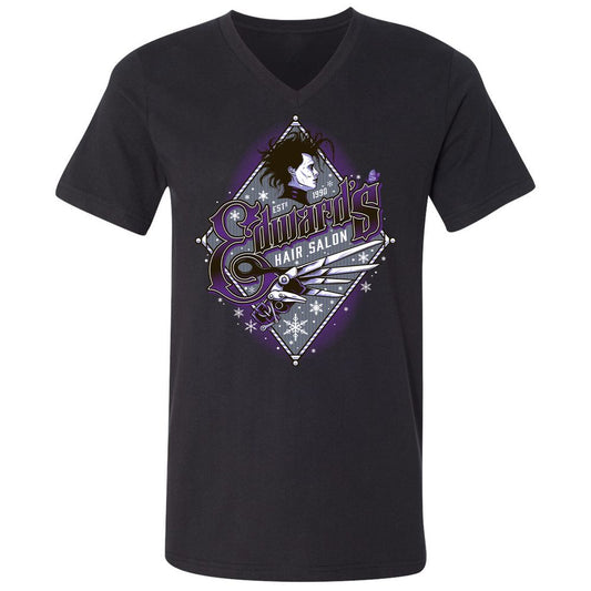 Unisex V-Neck T-Shirt - EXBDHJKM - Black - 1