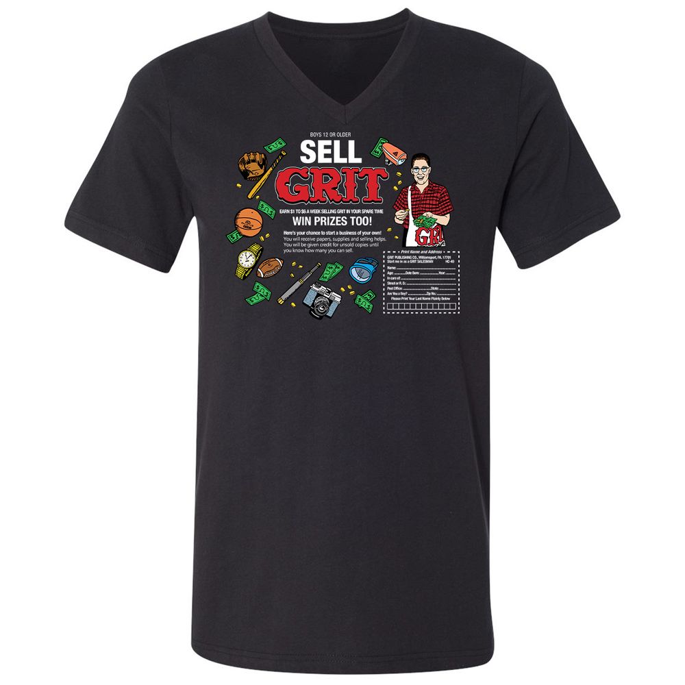 Unisex V-Neck T-Shirt - LFSNR9KZ - Black - 1