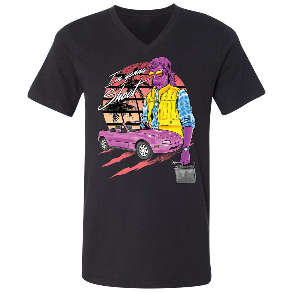 Unisex V-Neck T-Shirt - RS6WQBZ5 - Black - 1