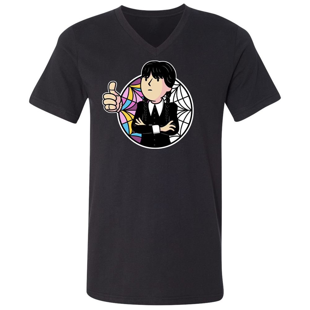 Unisex V-Neck T-Shirt - EDTXFLKL - Black - 1
