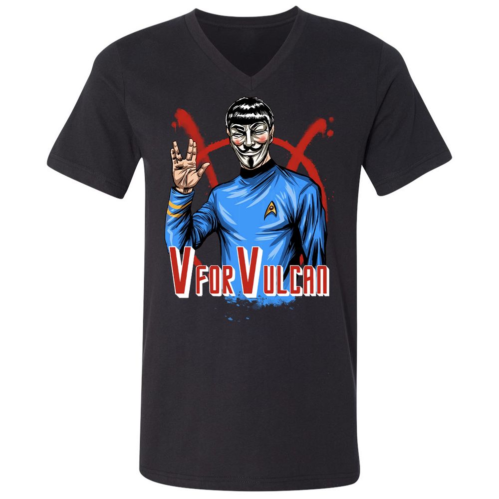 Unisex V-Neck T-Shirt - ZFHQZ5T9 - Black - 1