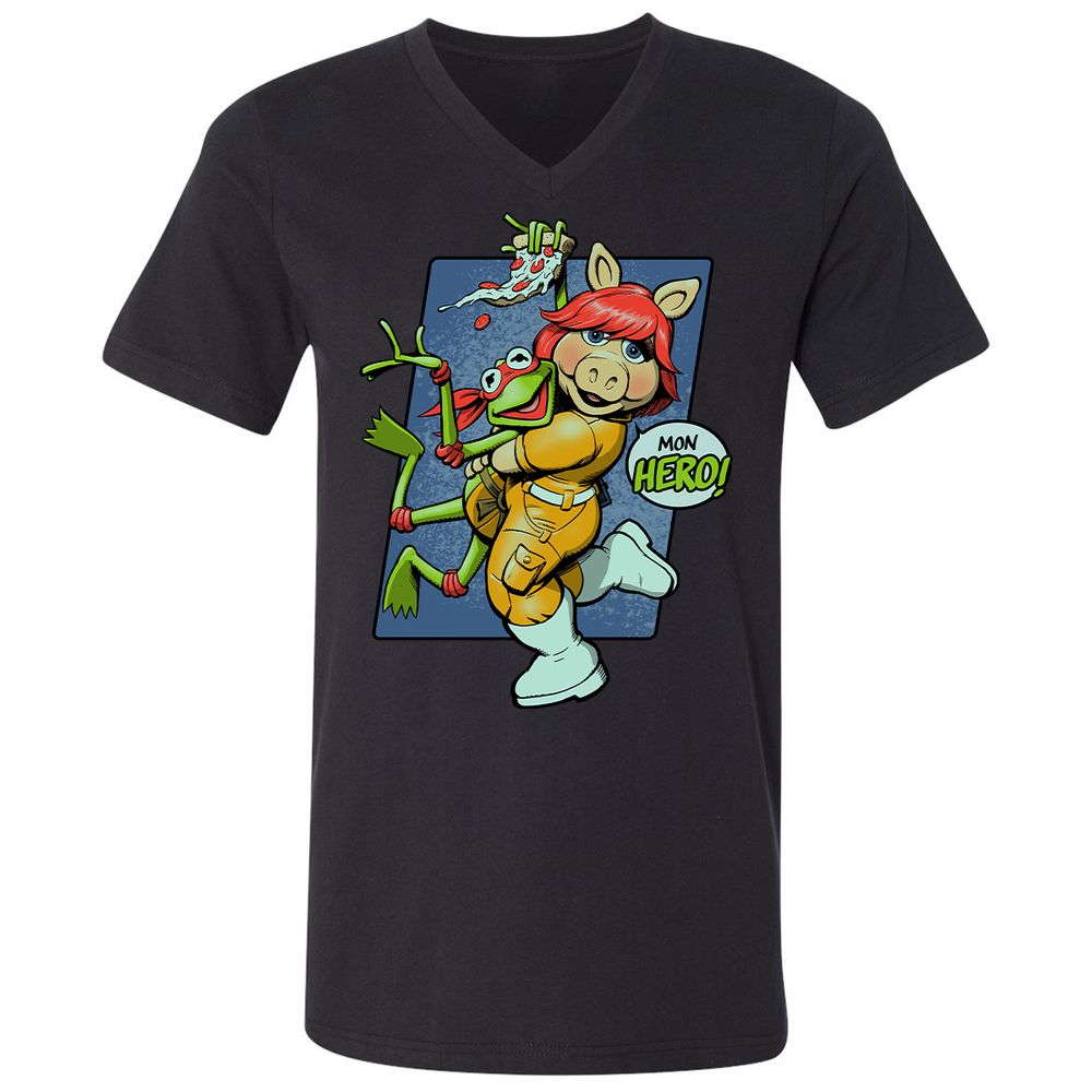 Unisex V-Neck T-Shirt - 2HK7NM37 - Black - 1