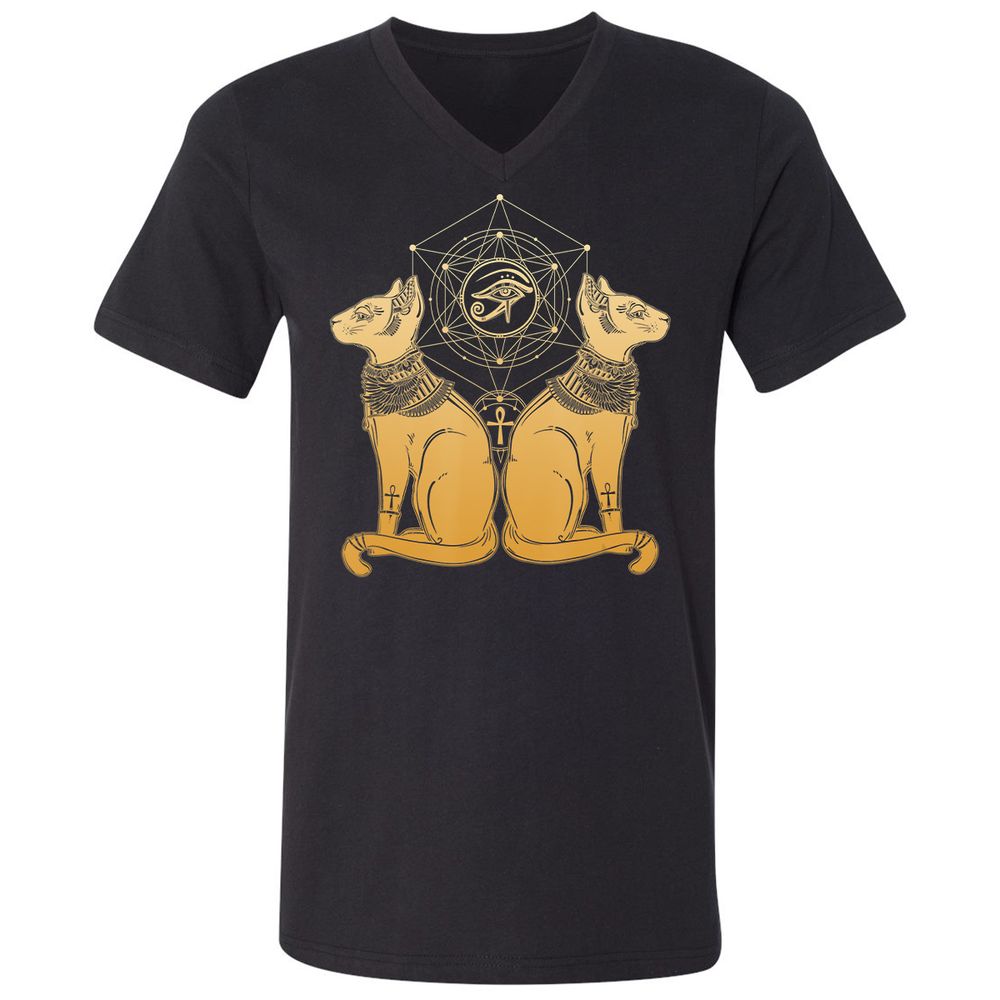 Unisex V-Neck T-Shirt - VLDGSY9W - Black - 1